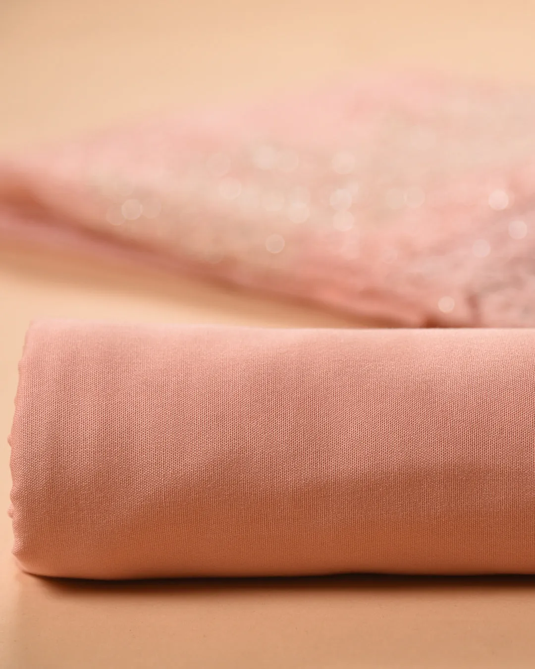 Peach Organza Blend Embroidered Unstitched Suit Fabric Set With Chiffon Dupatta
