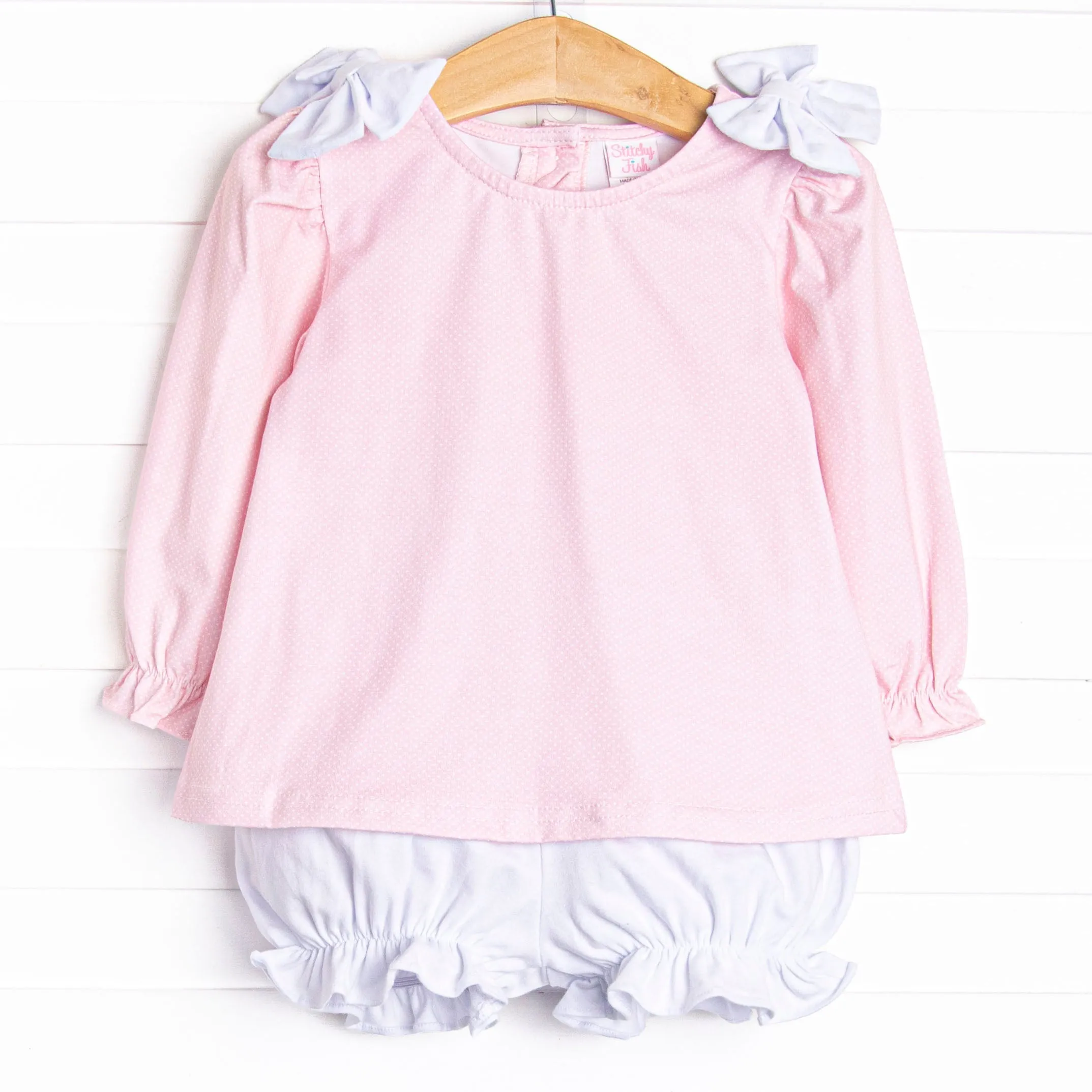 Petite Pink Polka Dots Bloomer Set, Pink