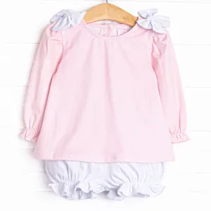 Petite Pink Polka Dots Bloomer Set, Pink