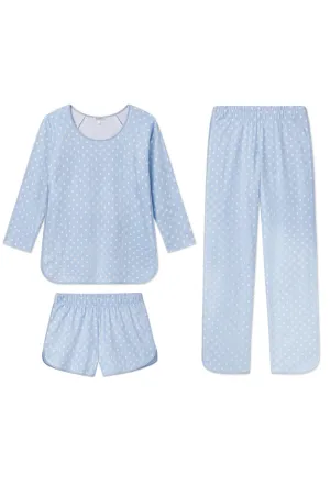 Pima Long Sleeve Bundle in French Blue Brushed Dot