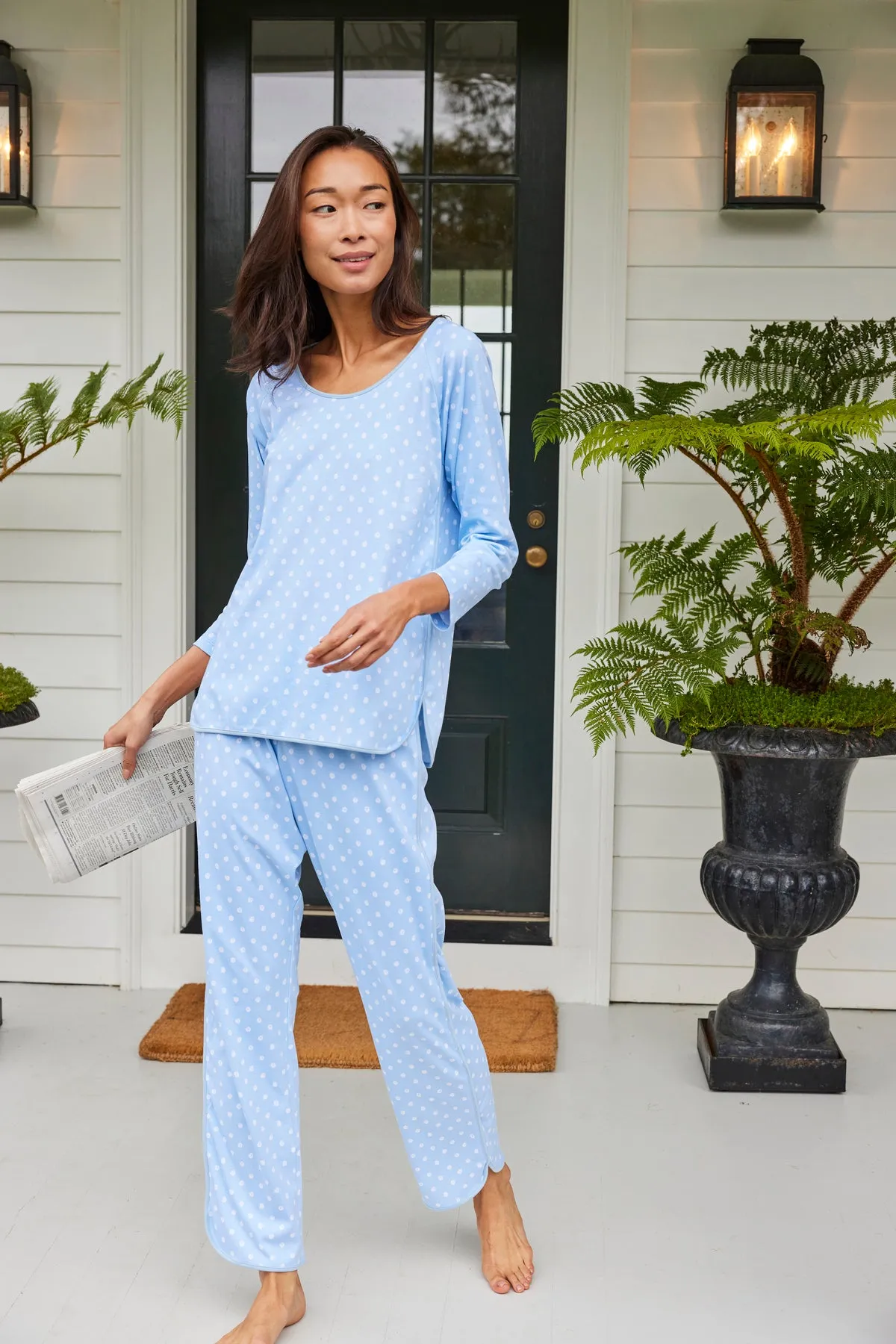 Pima Long Sleeve Bundle in French Blue Brushed Dot