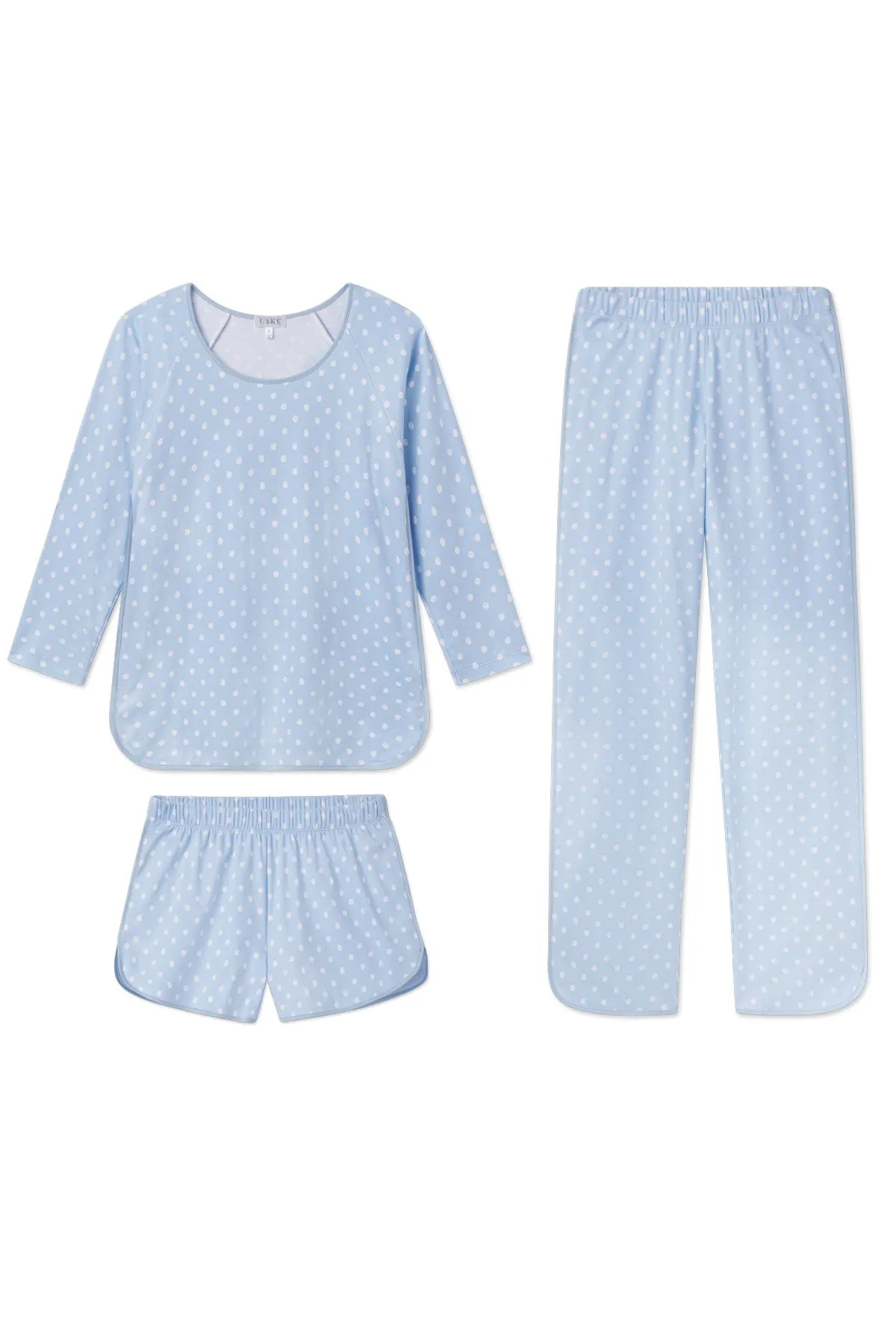 Pima Long Sleeve Bundle in French Blue Brushed Dot