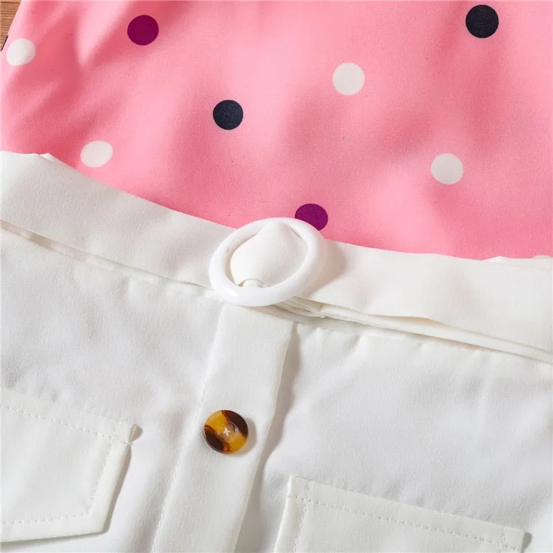 Pink and White Skirt Set