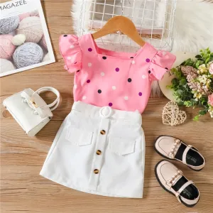 Pink and White Skirt Set