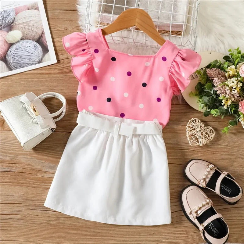 Pink and White Skirt Set