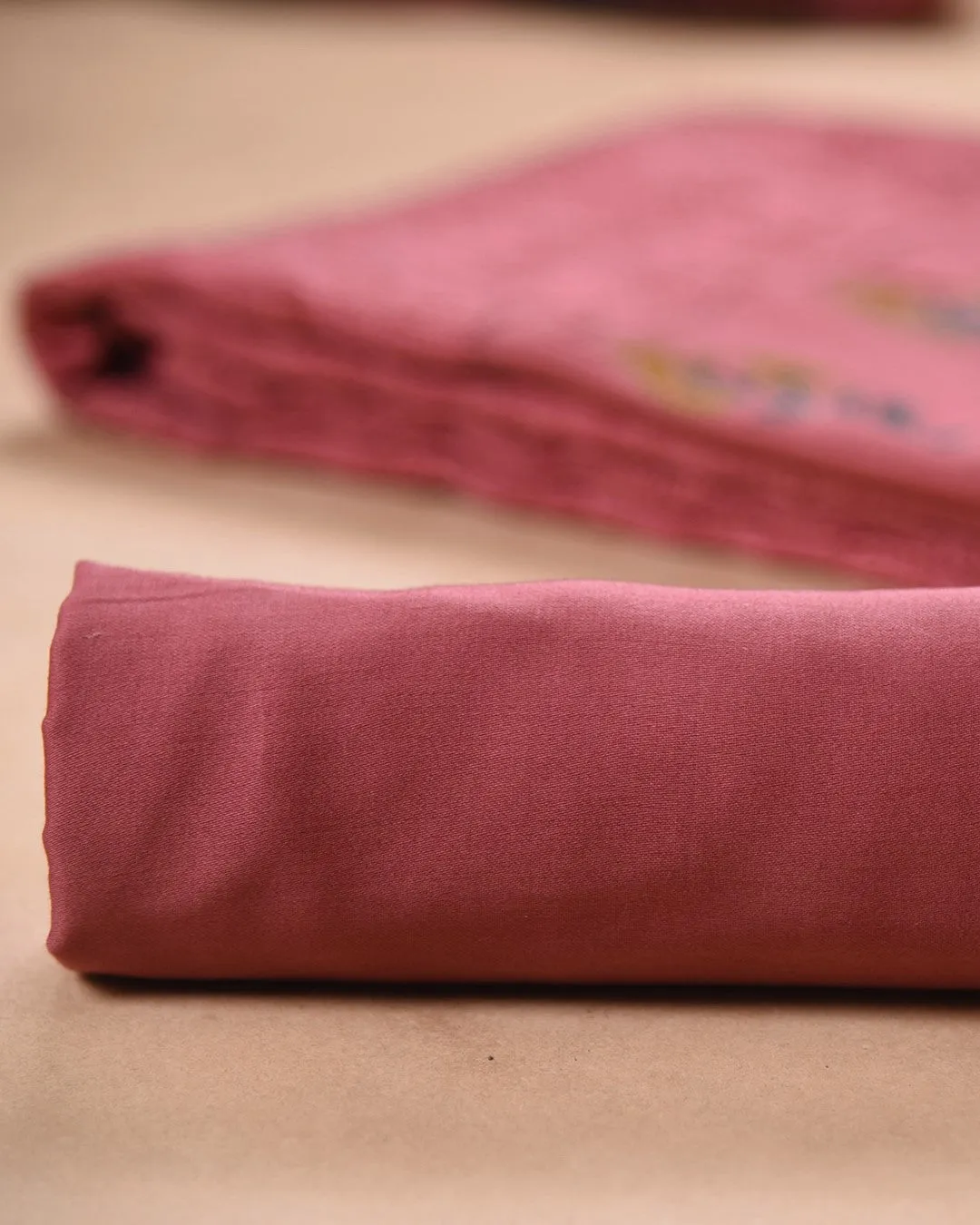 Pink Chanderi Thread Embroidered Unstitched Suit Fabric Set With Organza Printed Dupatta