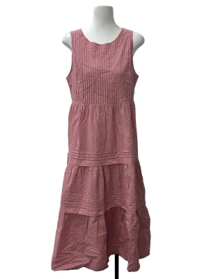 Pink Pleated Tiered Dress