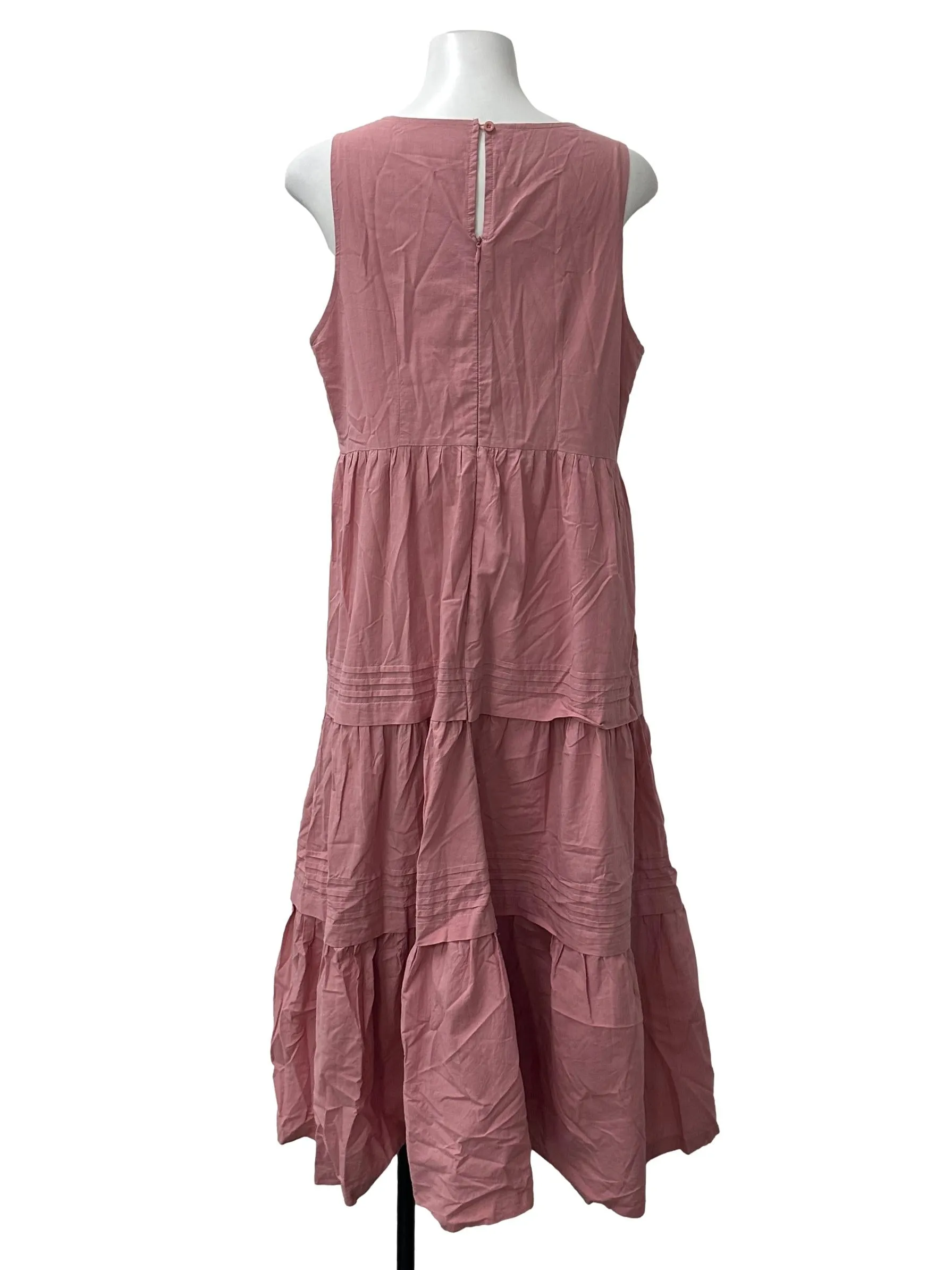 Pink Pleated Tiered Dress
