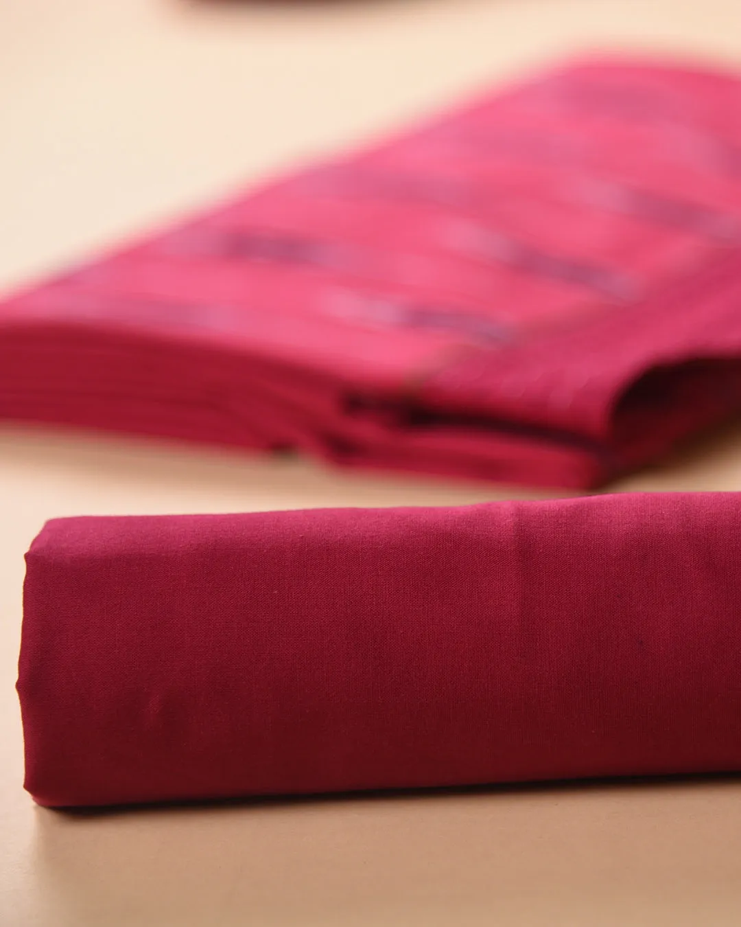 Pink Pure Cotton Ikat Unstitched Suit Fabric Set With Chanderi Printed Dupatta