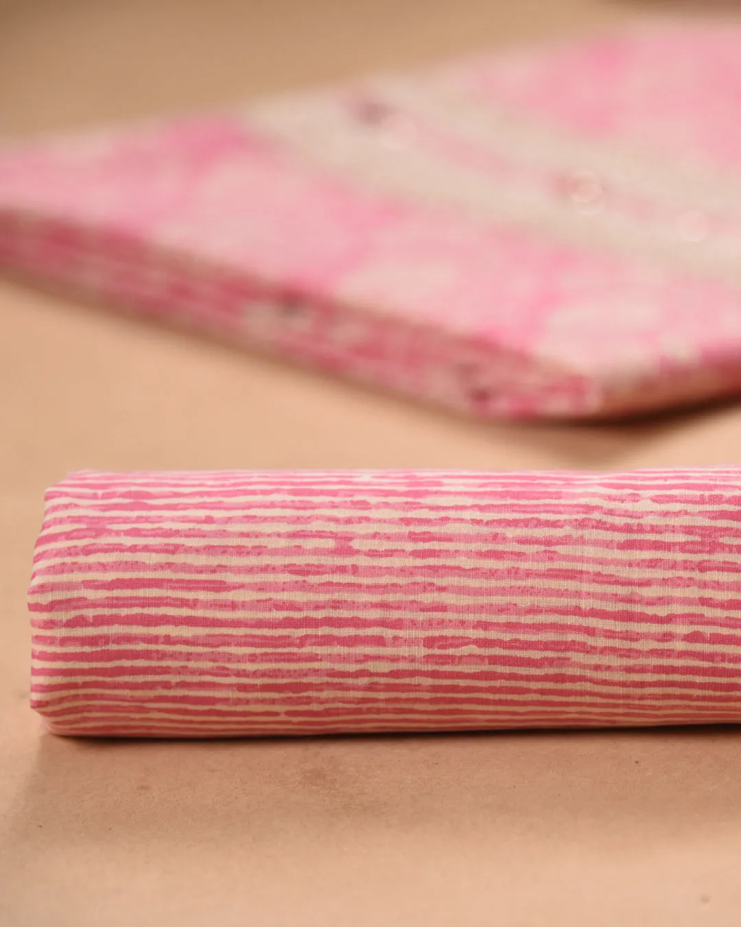 Pink Pure Cotton Printed With Embroidery Unstitched Suit Fabric Set With Cotton Dupatta
