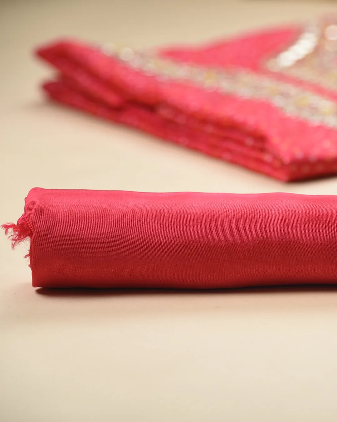 Pink Silk Viscose Printed With Embroidery Unstitched Suit Fabric Set With Organza Woven Dupatta