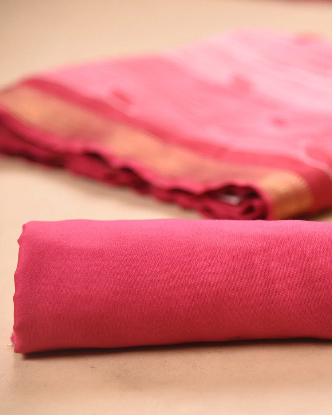 Pink With Blue Chanderi Shibori Dyed Unstitched Suit Fabric Set With Chanderi Shibori Dupatta