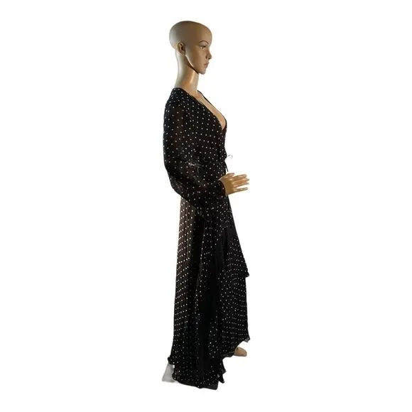 PINKO Women’s Black White Polka Dot Print Long Dress Size: M US6, IT42