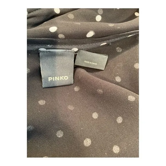 PINKO Women’s Black White Polka Dot Print Long Dress Size: M US6, IT42