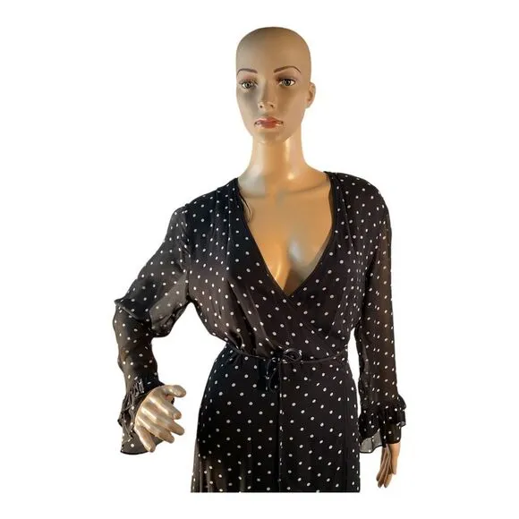 PINKO Women’s Black White Polka Dot Print Long Dress Size: M US6, IT42