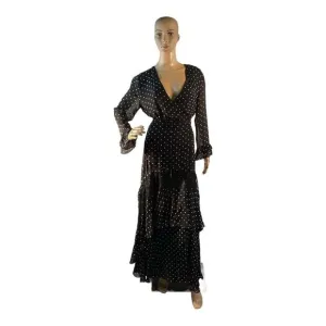 PINKO Women’s Black White Polka Dot Print Long Dress Size: M US6, IT42