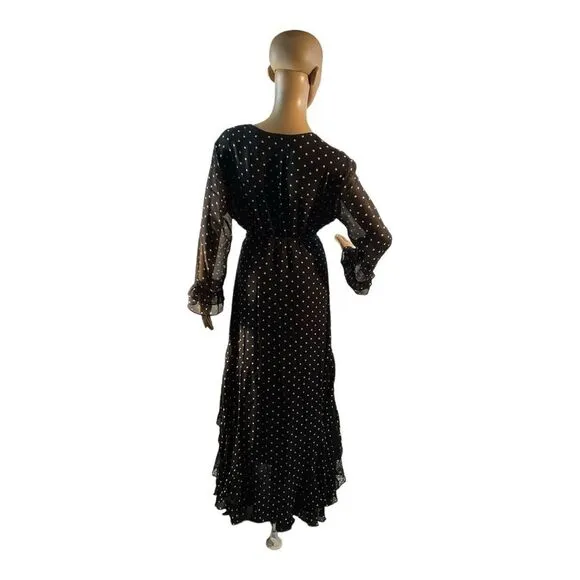 PINKO Women’s Black White Polka Dot Print Long Dress Size: M US6, IT42
