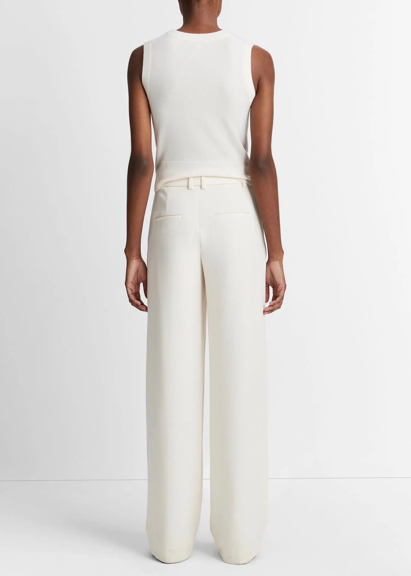 Pintuck Wide Leg Pant (Off White)
