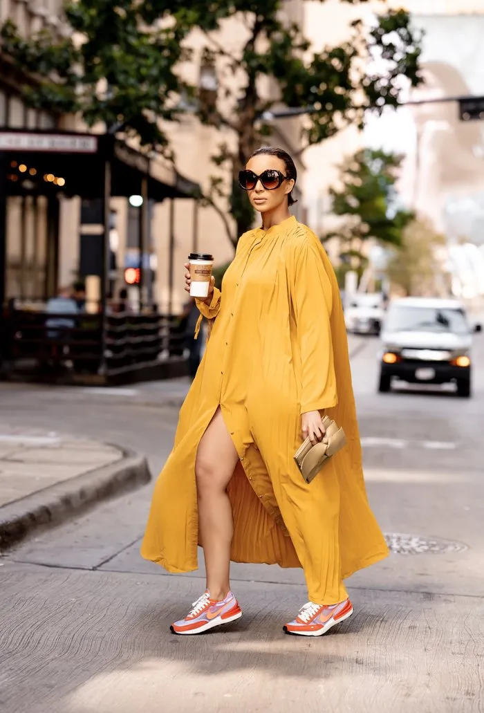 Pleated Button Down Dress