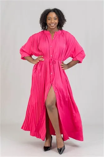 Pleated Button Down Dress