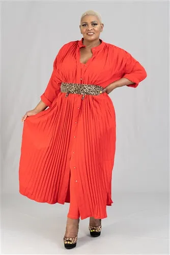 Pleated Button Down Dress