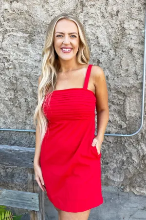 Pleated Front Sleeveless Mini Dress