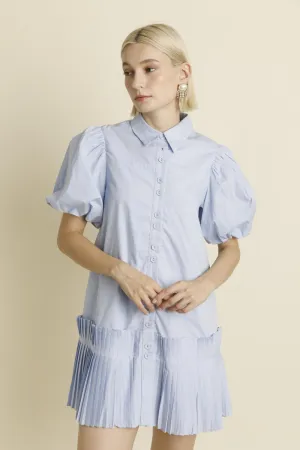PLEATED HEM MINI DRESS
