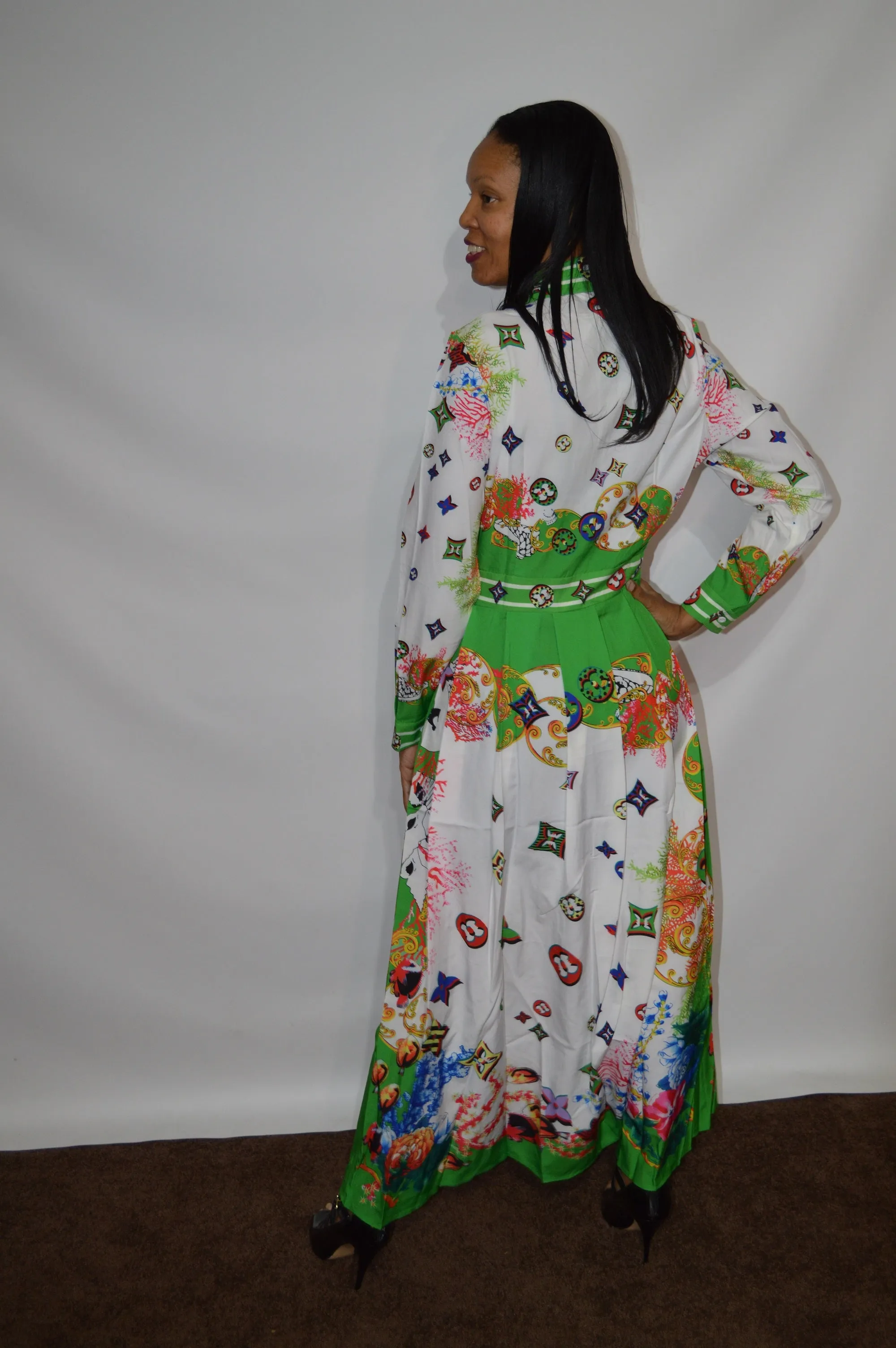 Pleated Print Dress