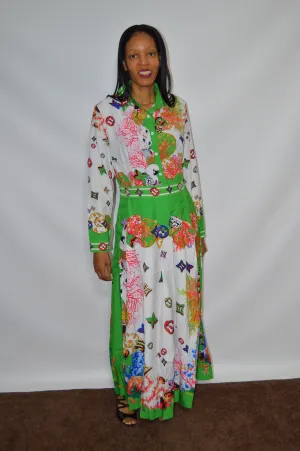 Pleated Print Dress