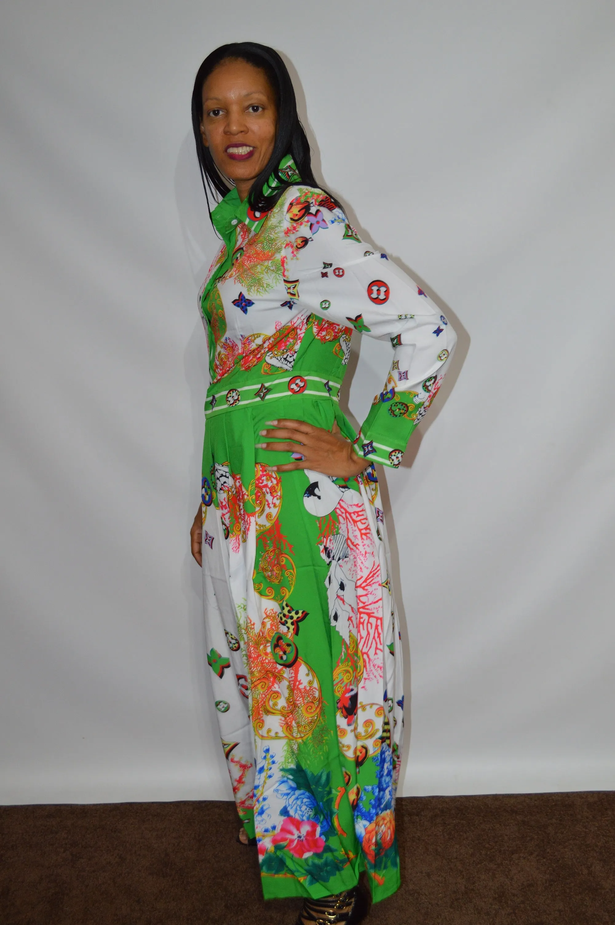 Pleated Print Dress