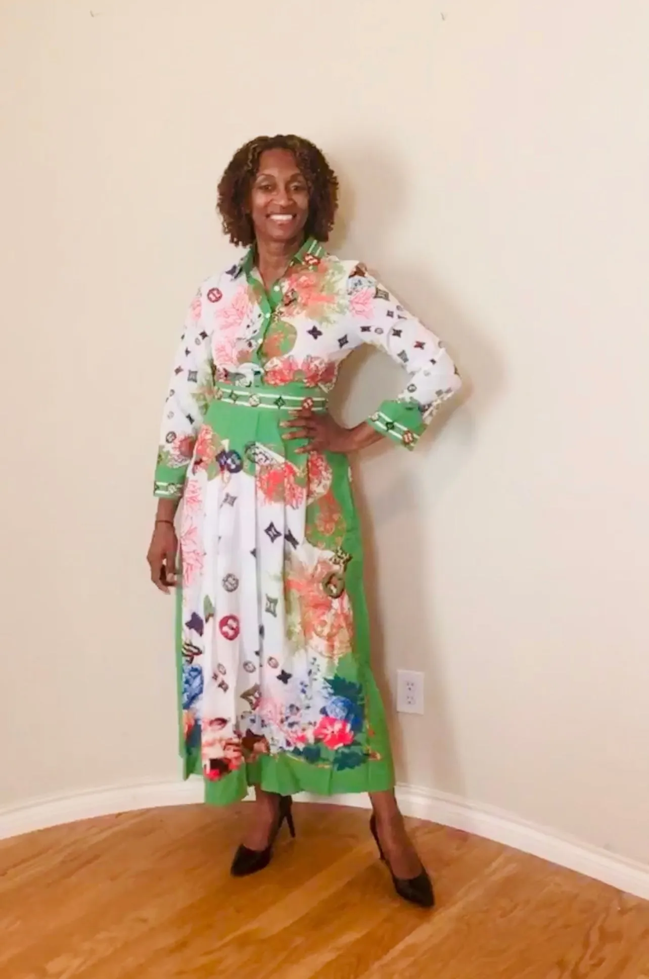 Pleated Print Dress