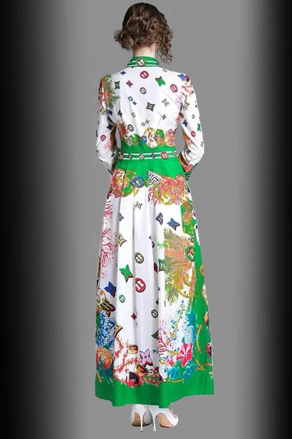 Pleated Print Dress