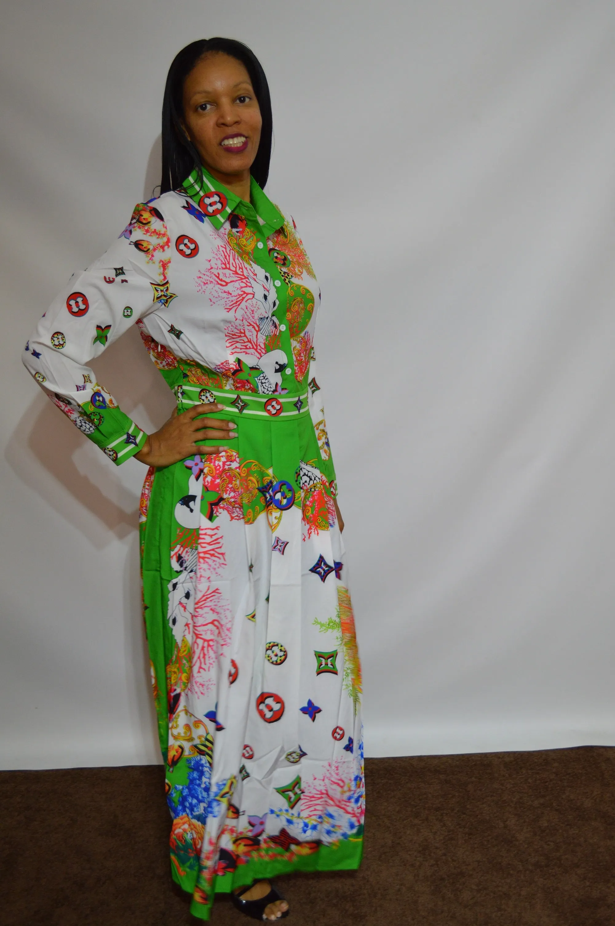 Pleated Print Dress