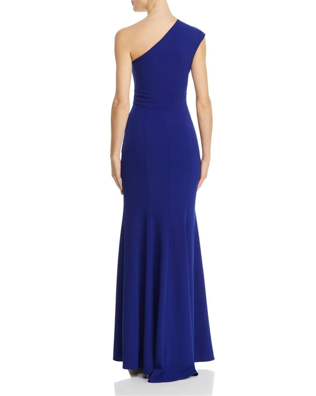 Pleated-Shoulder Gown With High Slit