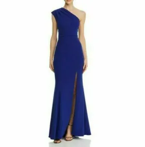 Pleated-Shoulder Gown With High Slit