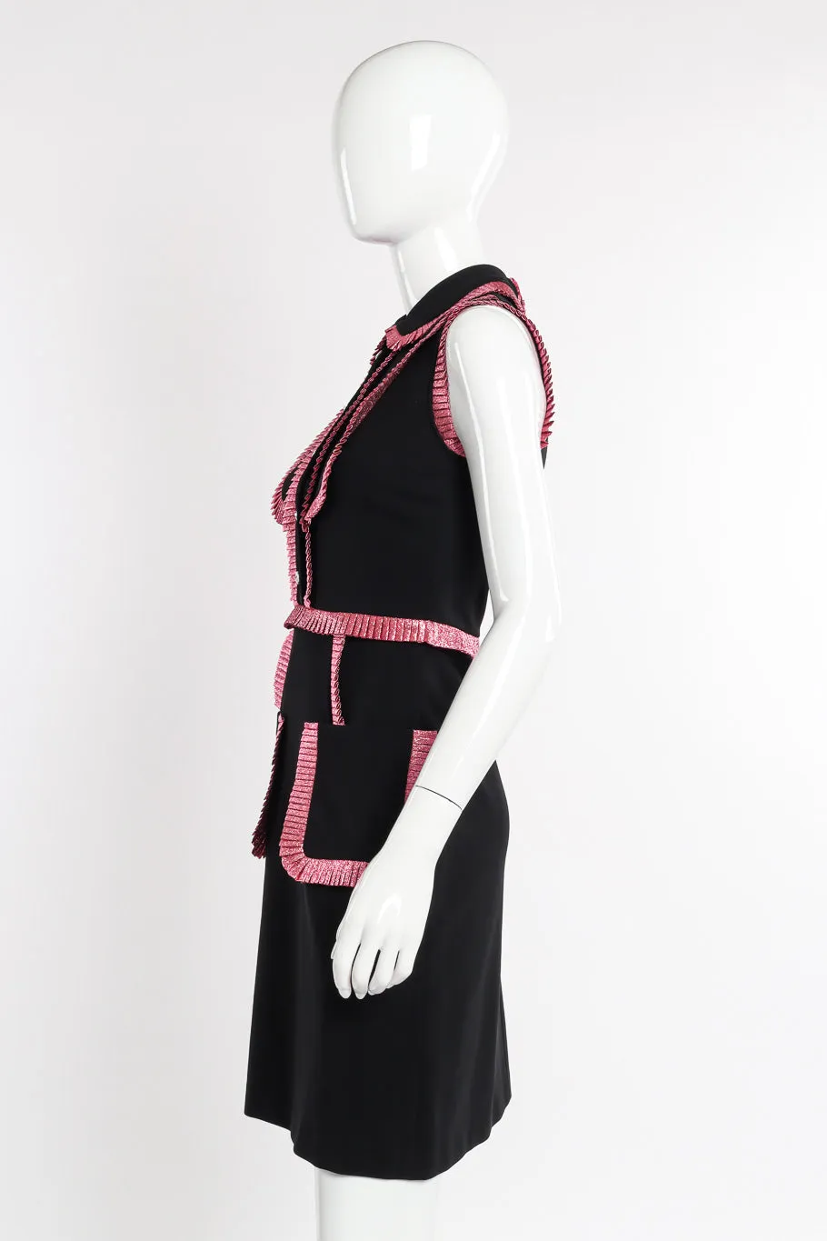 Pleated Trim Sleeveless Dress