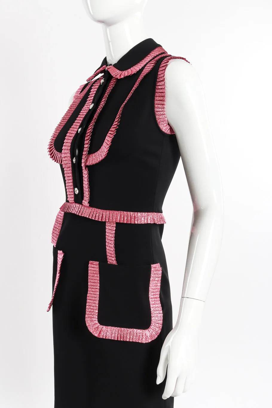 Pleated Trim Sleeveless Dress