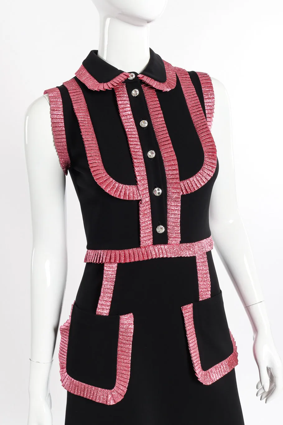 Pleated Trim Sleeveless Dress