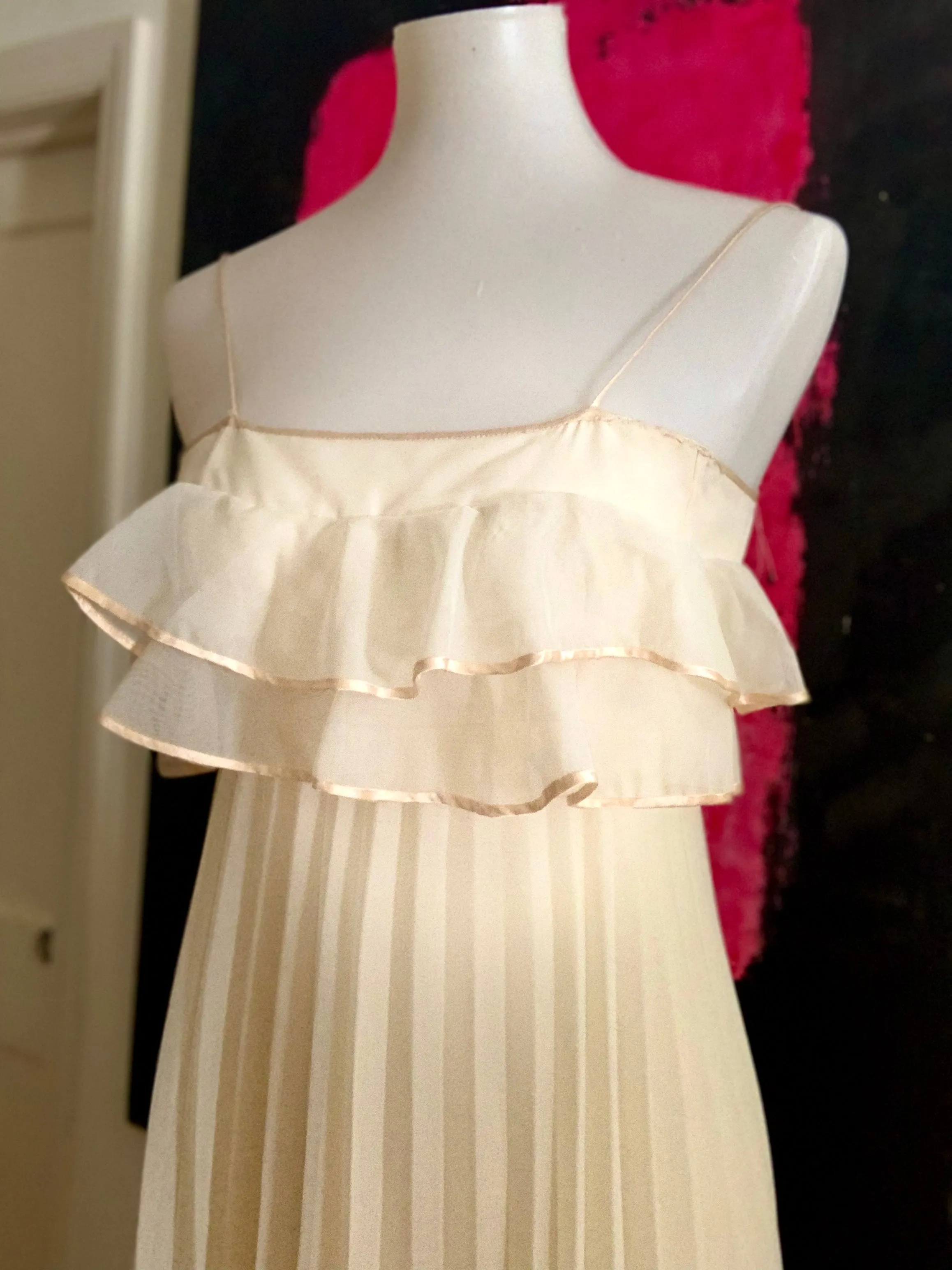 Pleated Wedding Dress - 70s