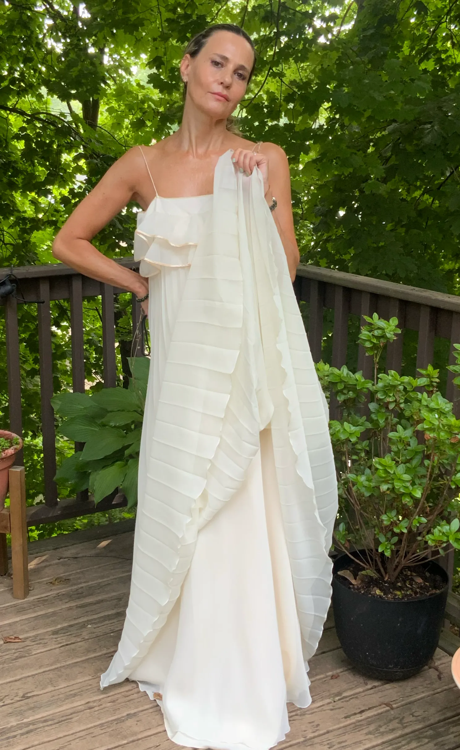 Pleated Wedding Dress - 70s