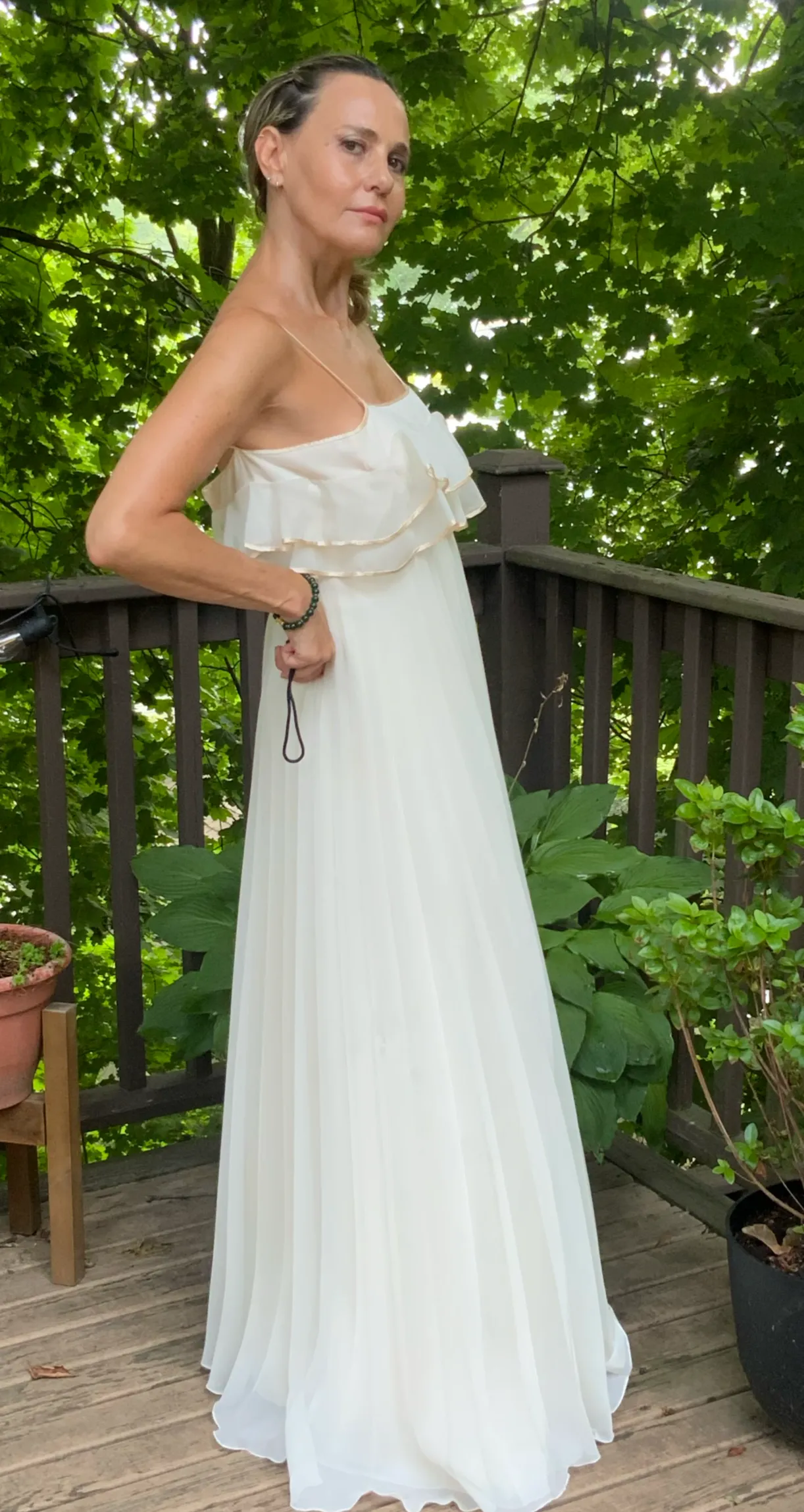 Pleated Wedding Dress - 70s