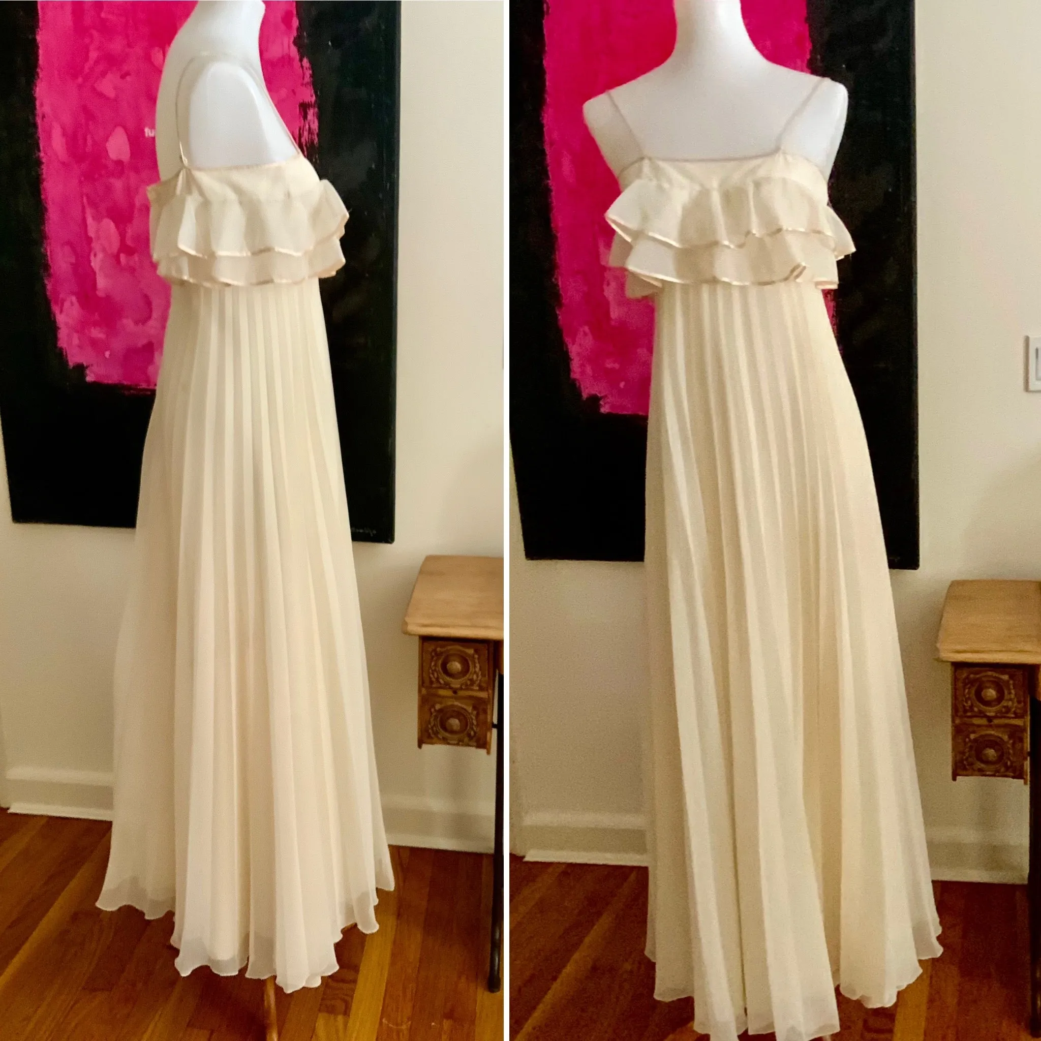 Pleated Wedding Dress - 70s