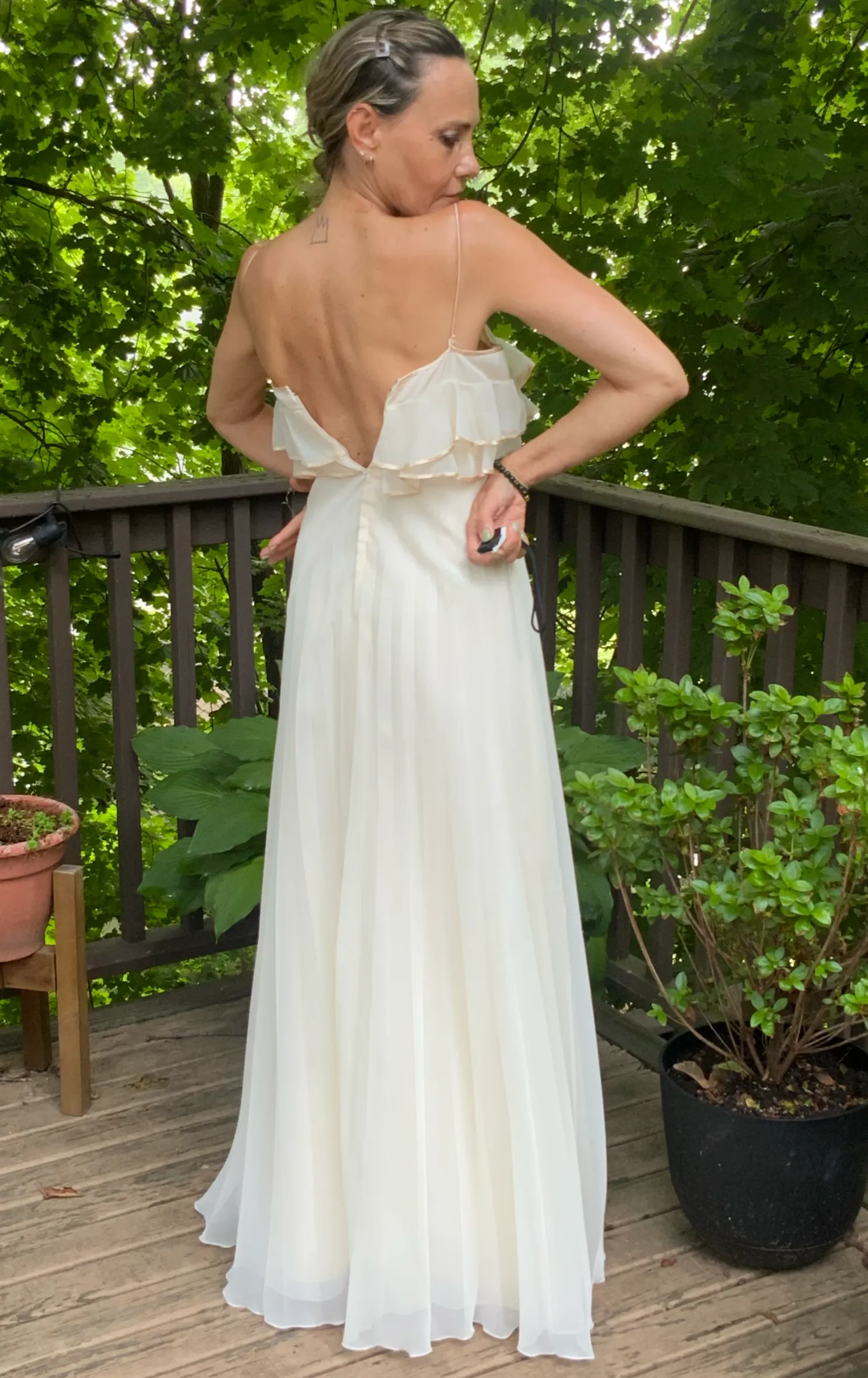 Pleated Wedding Dress - 70s