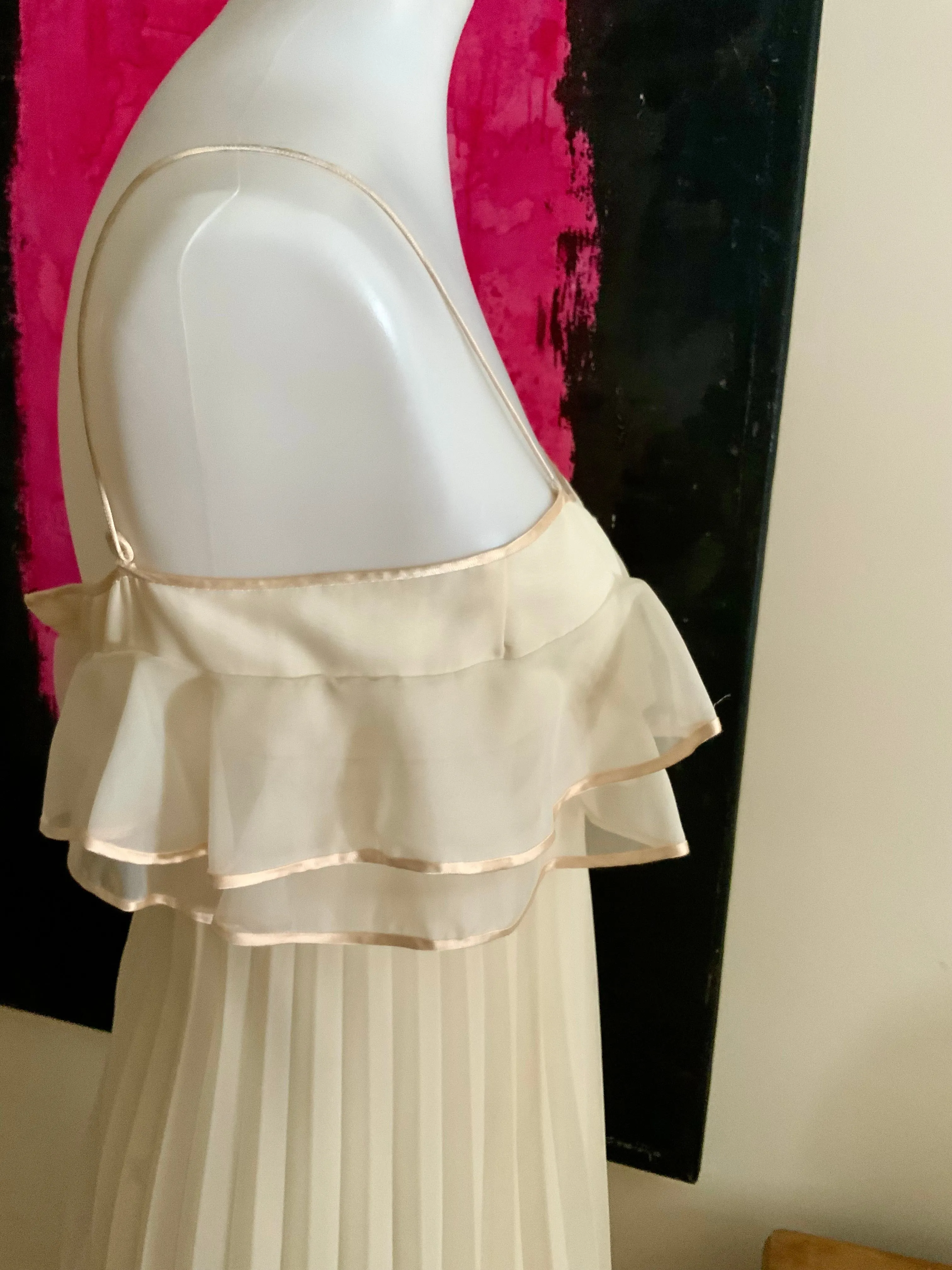 Pleated Wedding Dress - 70s