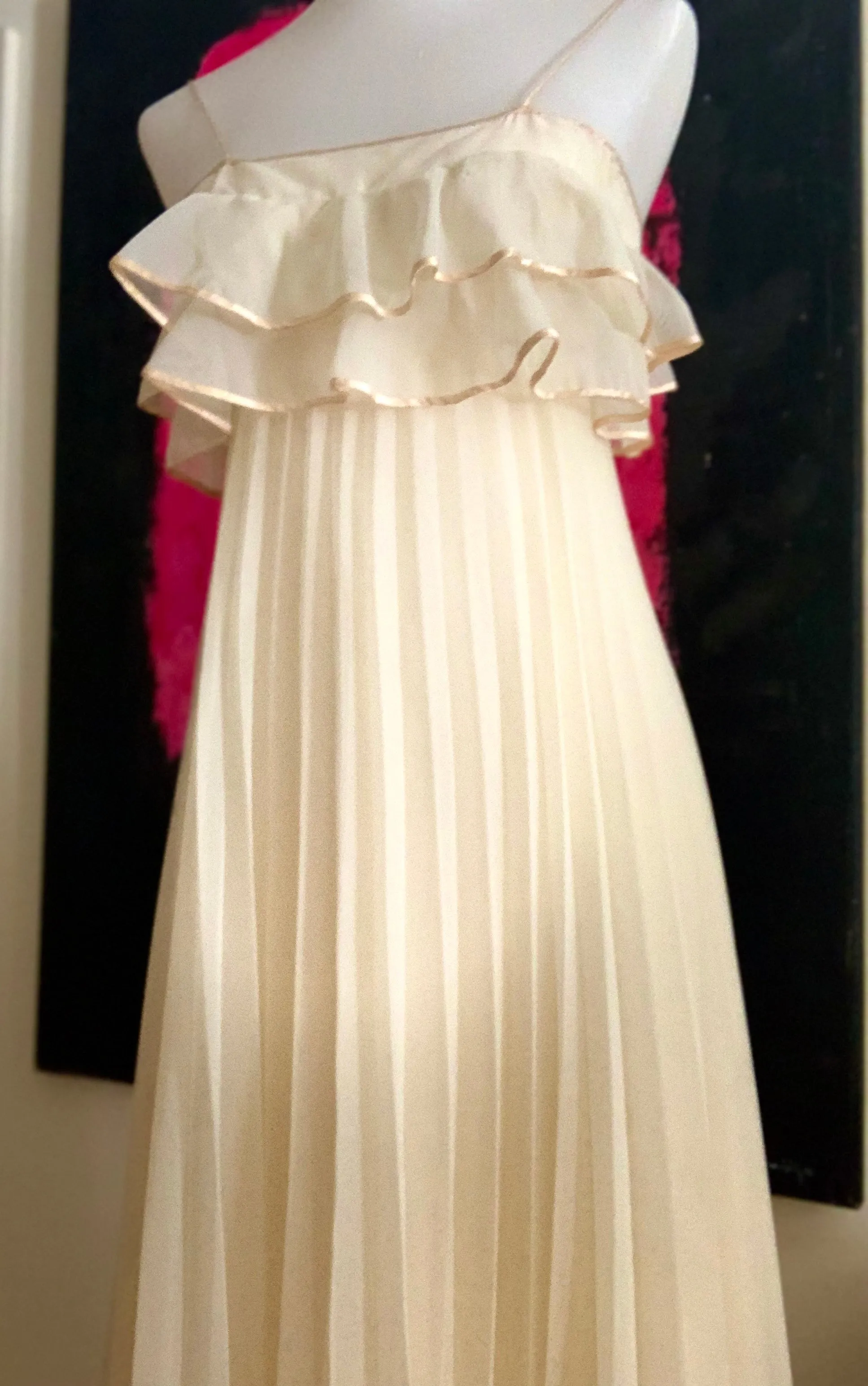 Pleated Wedding Dress - 70s