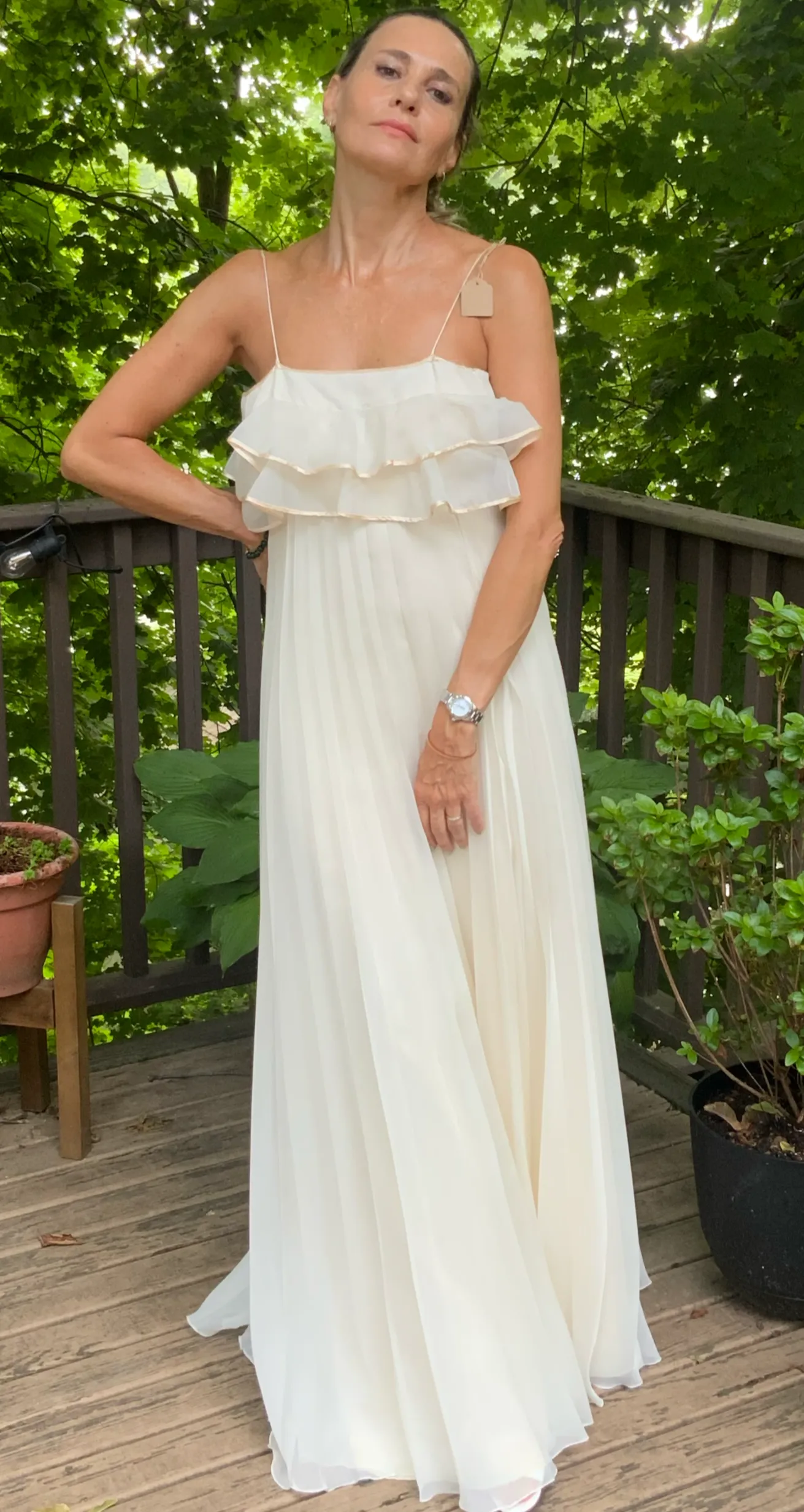Pleated Wedding Dress - 70s