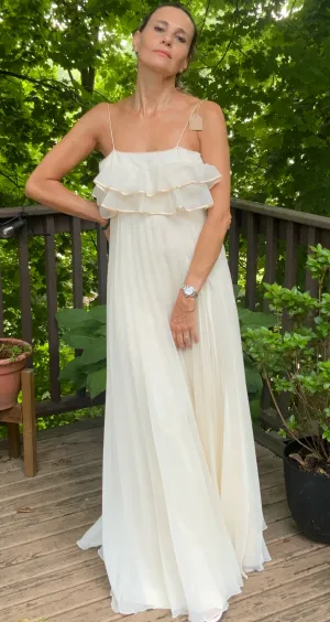Pleated Wedding Dress - 70s