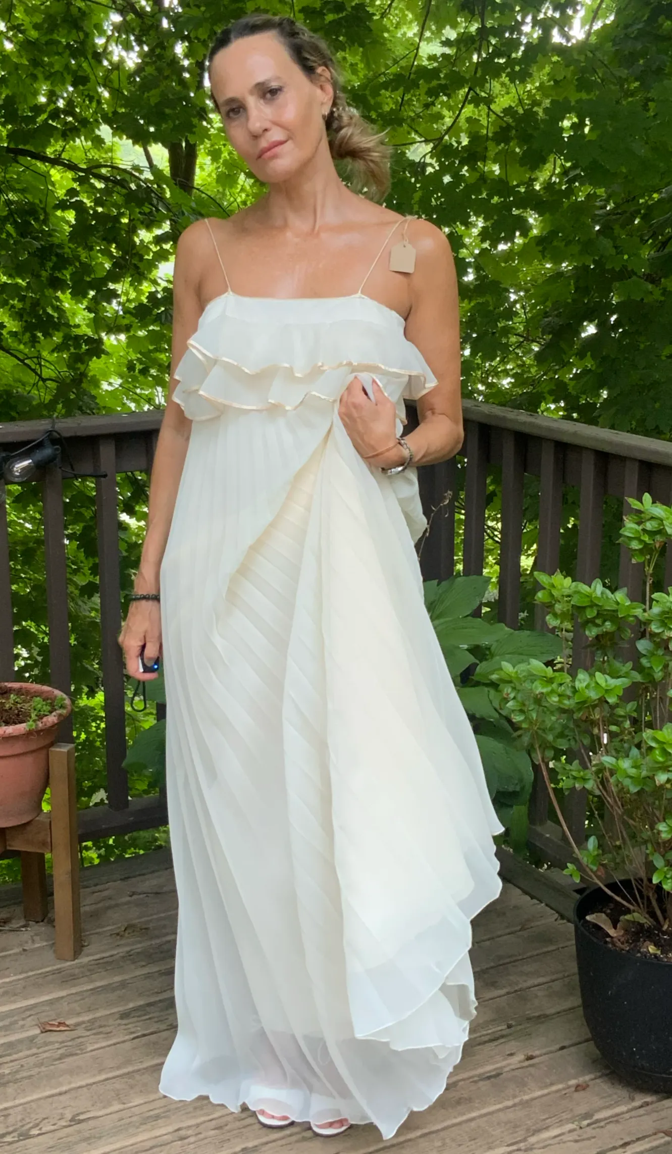 Pleated Wedding Dress - 70s