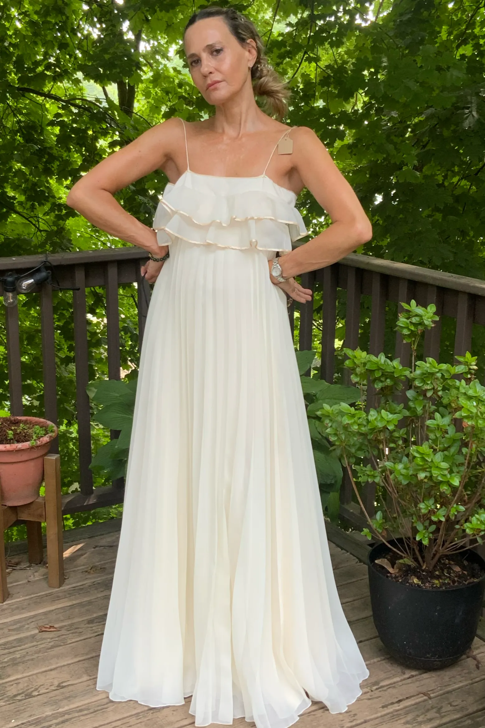 Pleated Wedding Dress - 70s