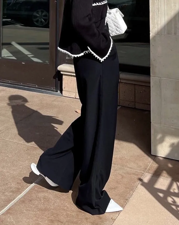 Pleated Wide Leg Pants in Black